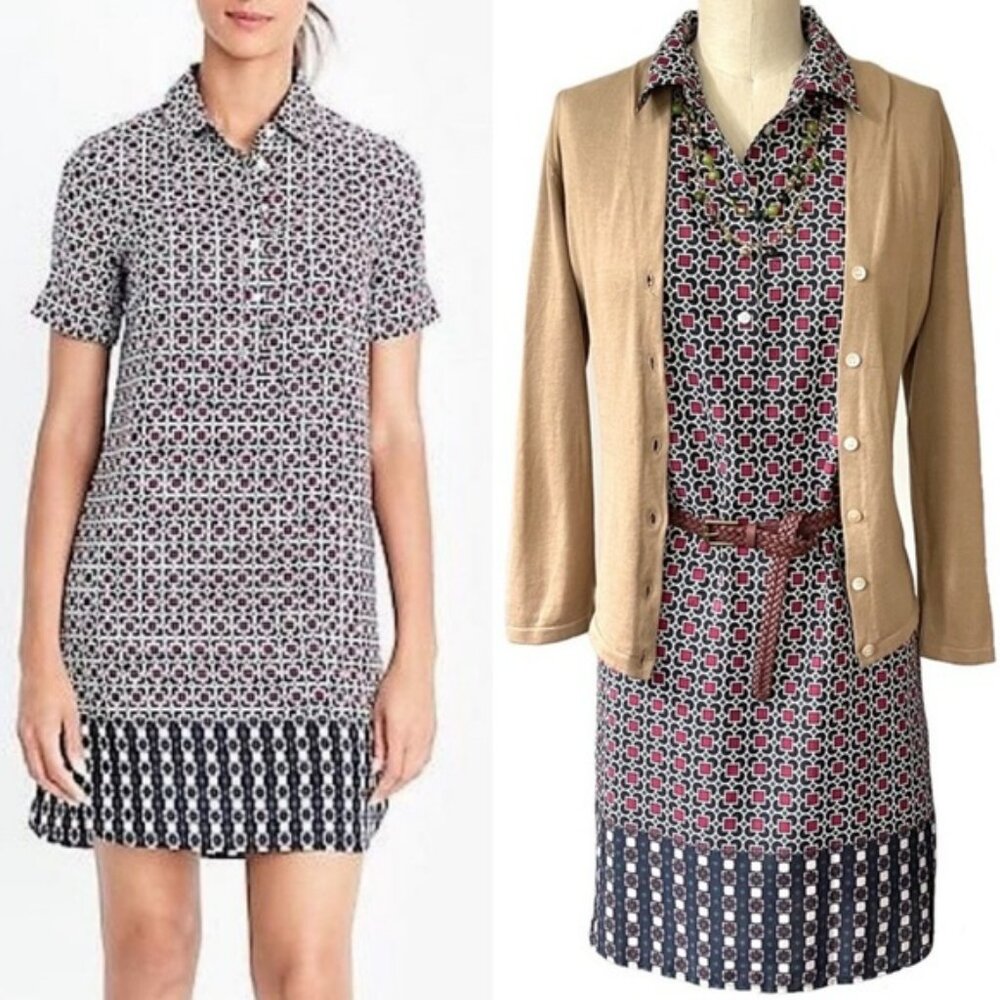 J. Crew Collared Dress Geometric Retro Pattern